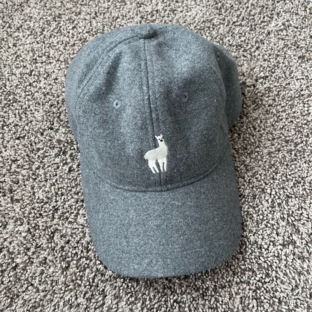 Old Navy Charcoal Kids Hat with Llama Embroidery